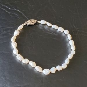 Vintage Sterling Silver and Freshwater Pearl Bracelet